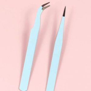 Pinza Nail art azul curvadas