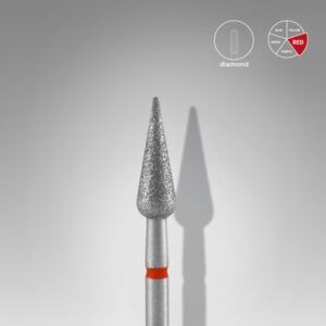 DIAMOND NAIL DRILL BIT "POINTED PEAR" RED FA100R040/12